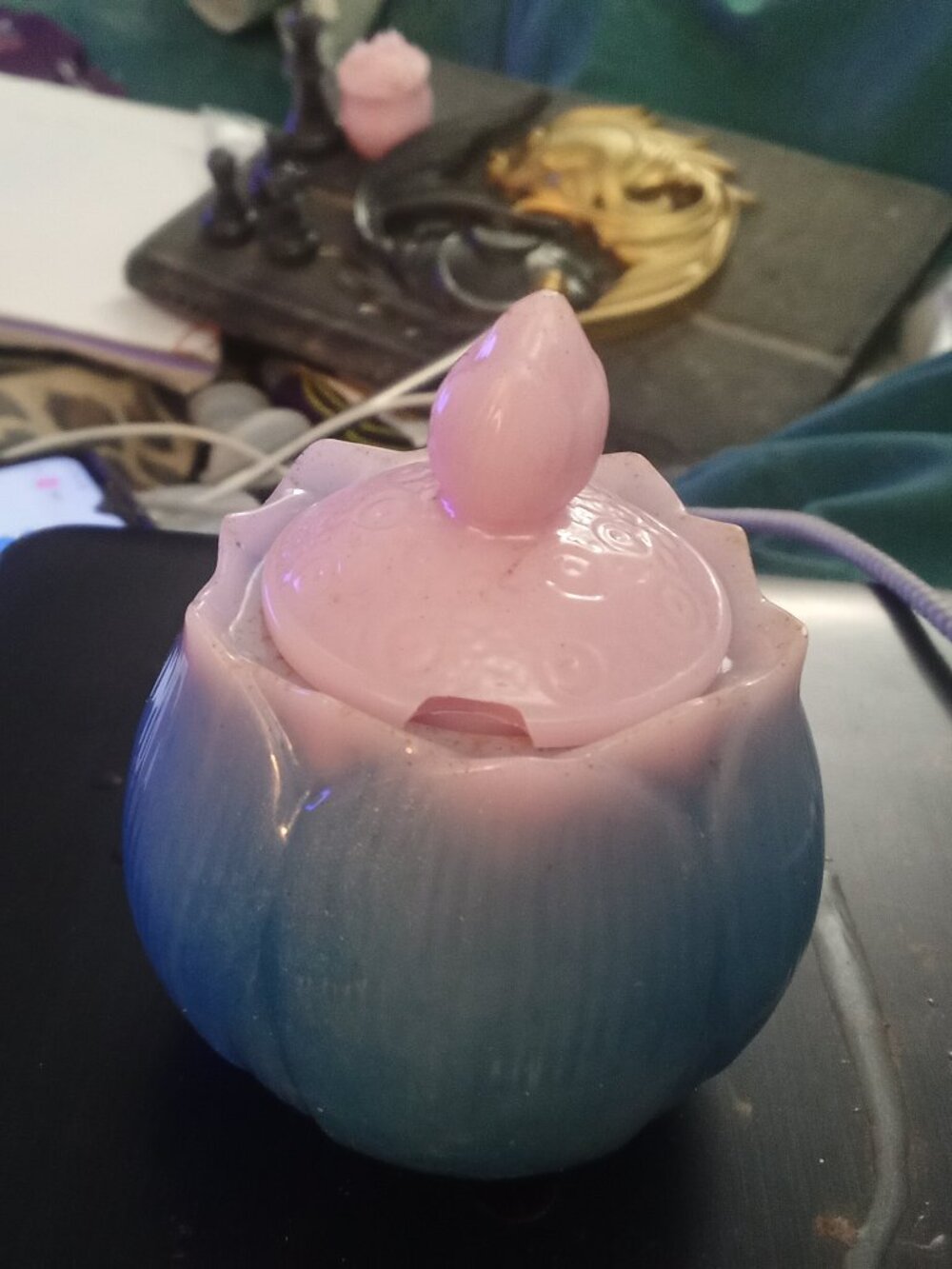 Handmade Pink and Blue Resin Lotus Box